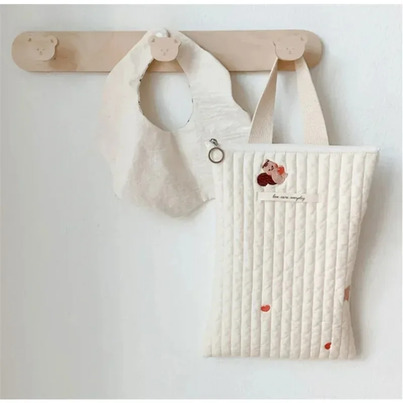 

Korean Cotton Quilted Embroidered Nappy Bag Baby Pram Stroller Diaper Organizer Storage Pouch Pocket Maternity Bags for Mommy