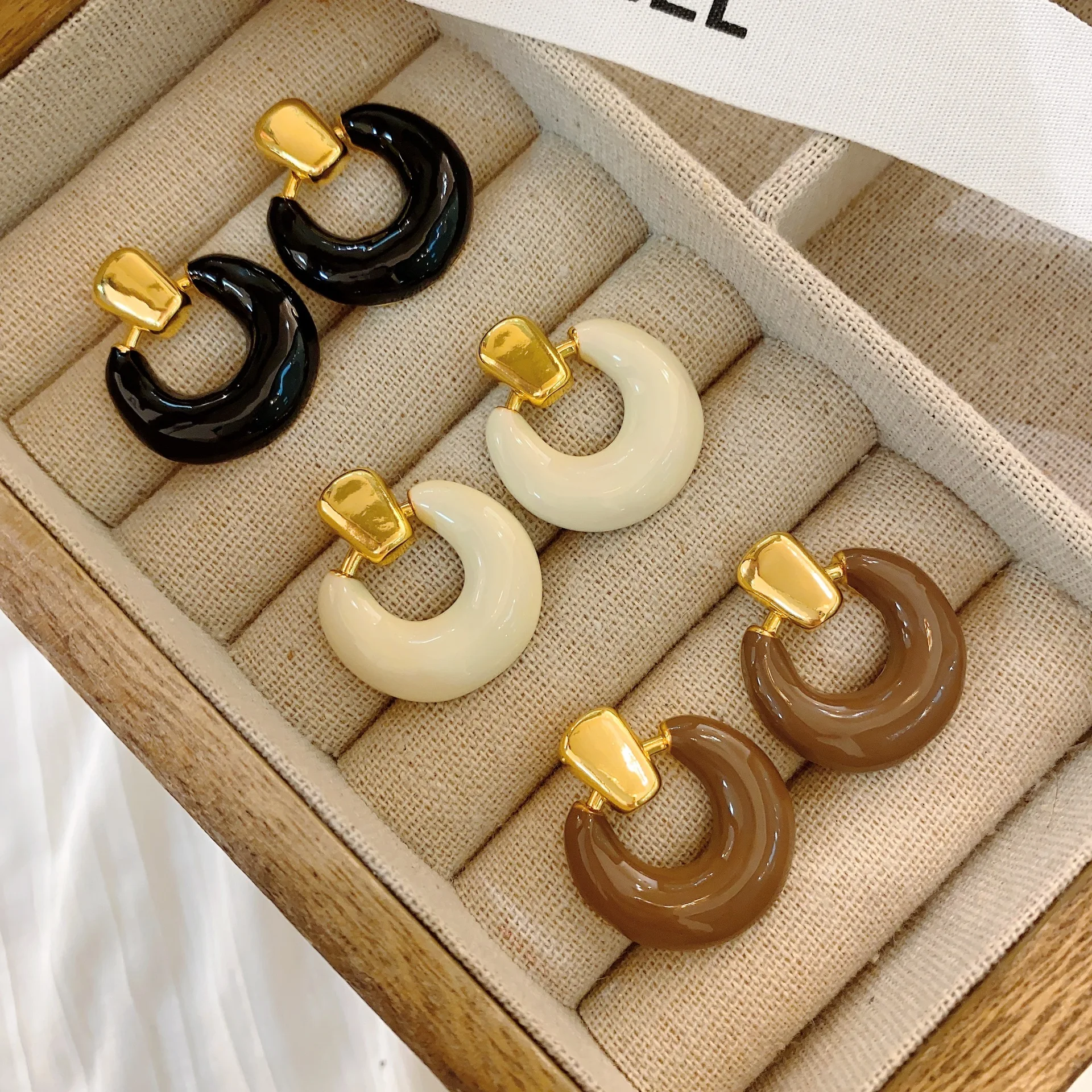 

Brass With 18K Colorful Enamel Hoop Earrings Punk Party Gown Runway rare Boucle d'oreille Korean Japan Style Fashion