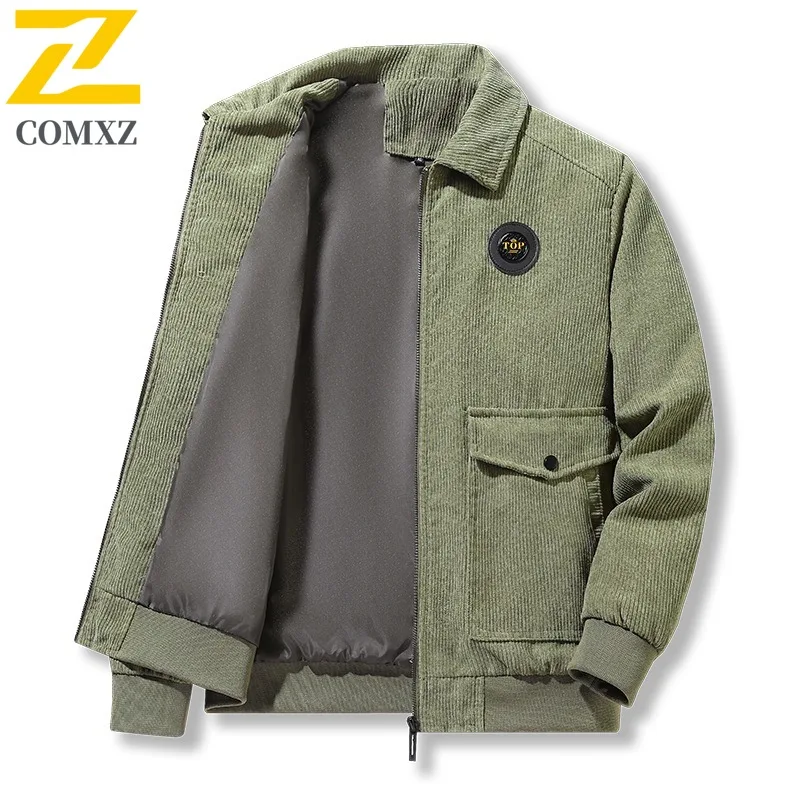 

Мужская куртка COMXZ, осень 2021, отложной воротник, кемпинг, путешествия, пеший туризм, легкая верхняя одежда, вельветовое винтажное пальто с воротником-стойкой