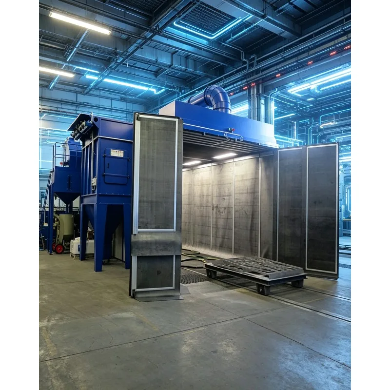 Wet & Dry Sand Blasting Room, Dual Mode Dustless Sandblast Booth with Water Suppression System, Safe Industrial Surface Cleaning