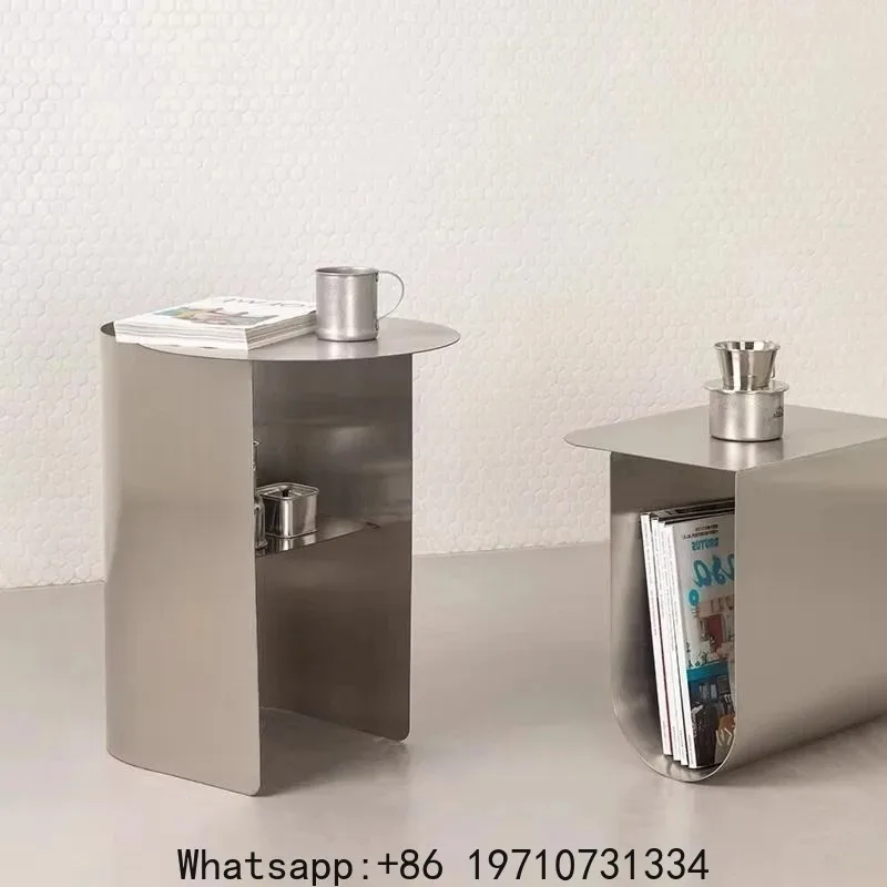

Nordic Light Luxury Stainless Steel Coffee Table Creative Modern Sofa Living Room Storage Table Bedroom Bedside Tables Furniture
