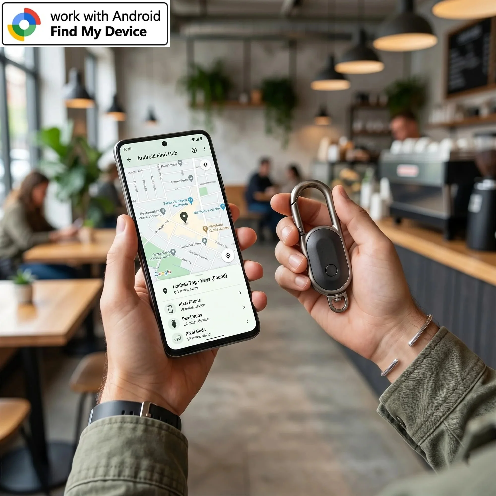1-4er-Pack Android-Alternative zu AirTag Smart Keychain Tag Anti-Verlust GPS-Tracker Bluetooth-Ortungsgerät Kompatibel mit Google Find Hub – Detail 4