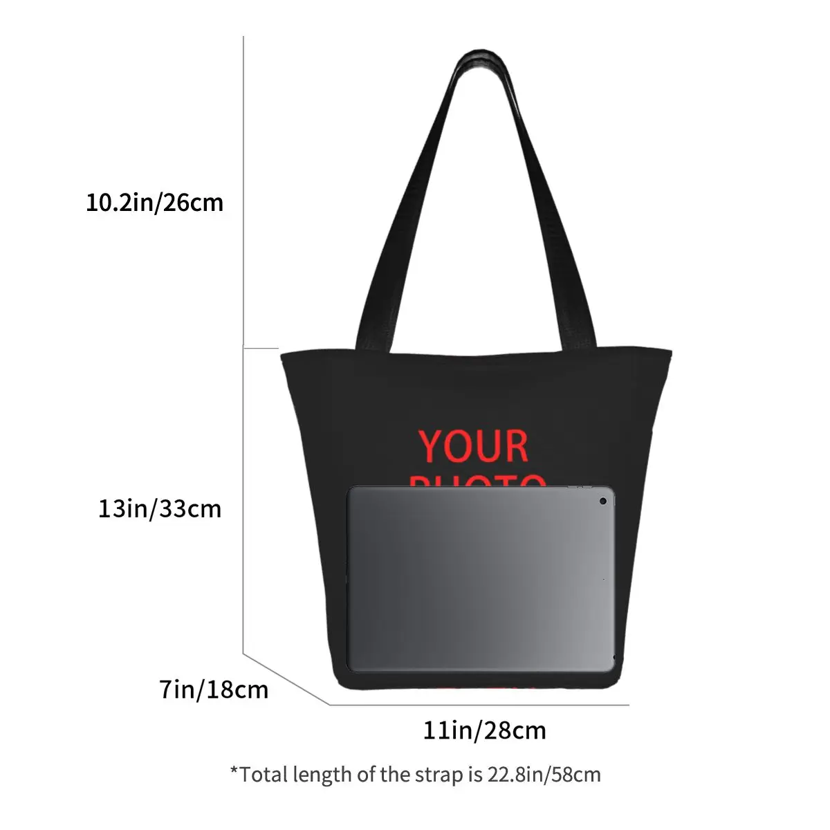 Custom DIY Logo Shopping Bags Print Canvas Shopper Tote Shoulder Bag Big Capacity Durable Customized Photo Print Handbag