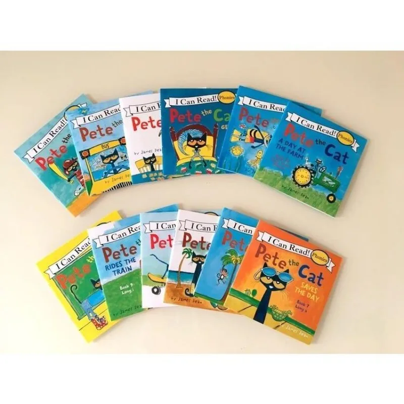 Eu Posso Ler O Pete Cat Livros Conjuntos para Crianças, Inglês Picture Story, Brinquedos Educativos, Livro de Leitura de Bolso, 12 Livro Set