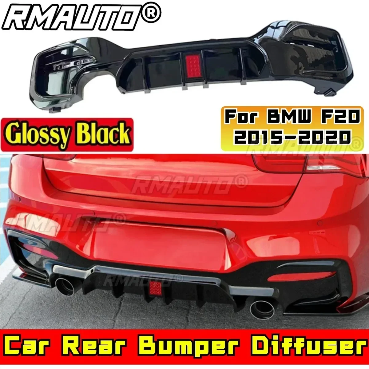 For BMW F20 2015-2020 Car Accessories BMW F20 Car Rear Bumper Lip Diffuser Glossy Black Competitive Style Splitter Body Kit