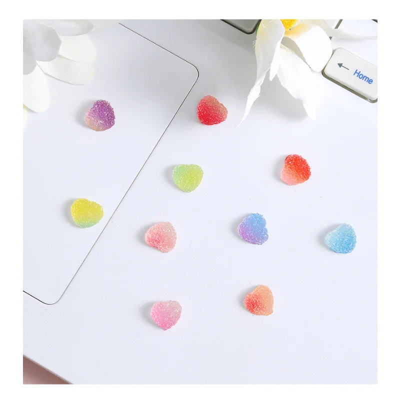 20 stücke Mini Imitation herzförmige Fudge Candy Gummi Flatback Scrap book DIY Hochzeit Haarnadel Verzierungen Zubehör – Detail 5