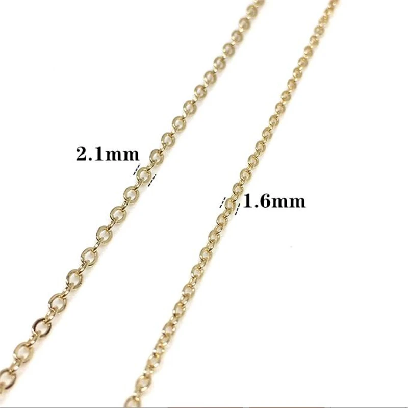 High Quality 14K Gold Plated Brass Flat O Cross Link Chains For DIY Necklace Jewelry Making No Fade Extend Chain Crafts Supplies