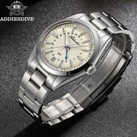 ADDIESDIVE 36mm Men's Analog Watch GMT 515-24H Watch BGW9 Luminous 100m Waterproof Stainless Steel Men's Quartz Watches AD2065