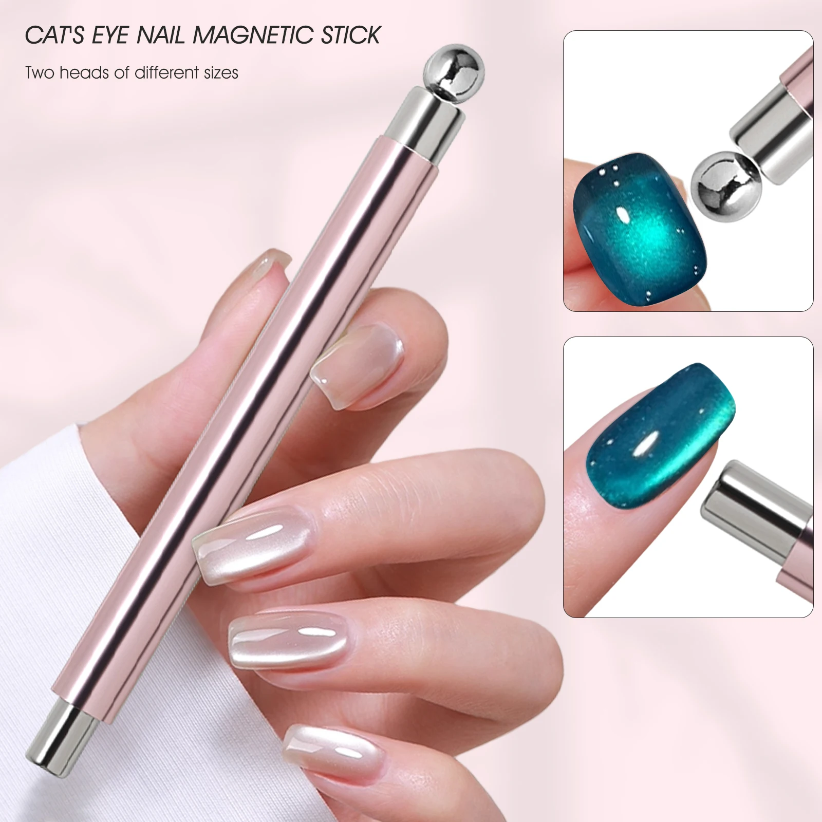 

Double-head Nail Magnet Tool Cat Eye Magnetic Ball Aluminum Handle Cylindrical French Nail UV Gel Nail Art Nail Magnetic Stick
