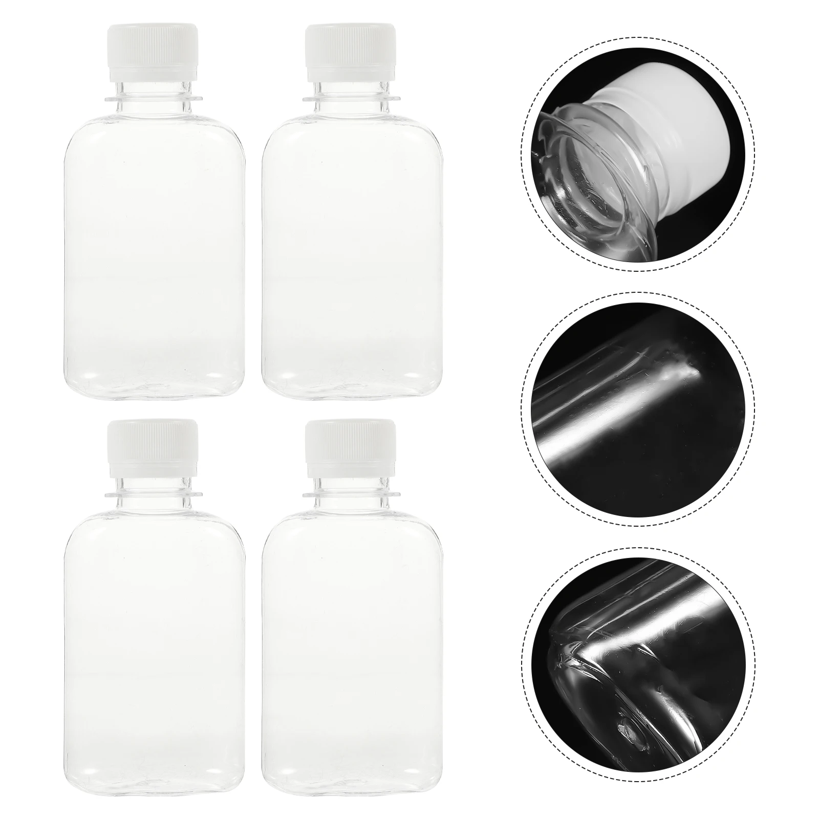 

12pcs Clear Plastic Juice Reusable Household Empty Milk With Lids For Travel Party Drinks Storage Leakproof Flat Bottom Beverage