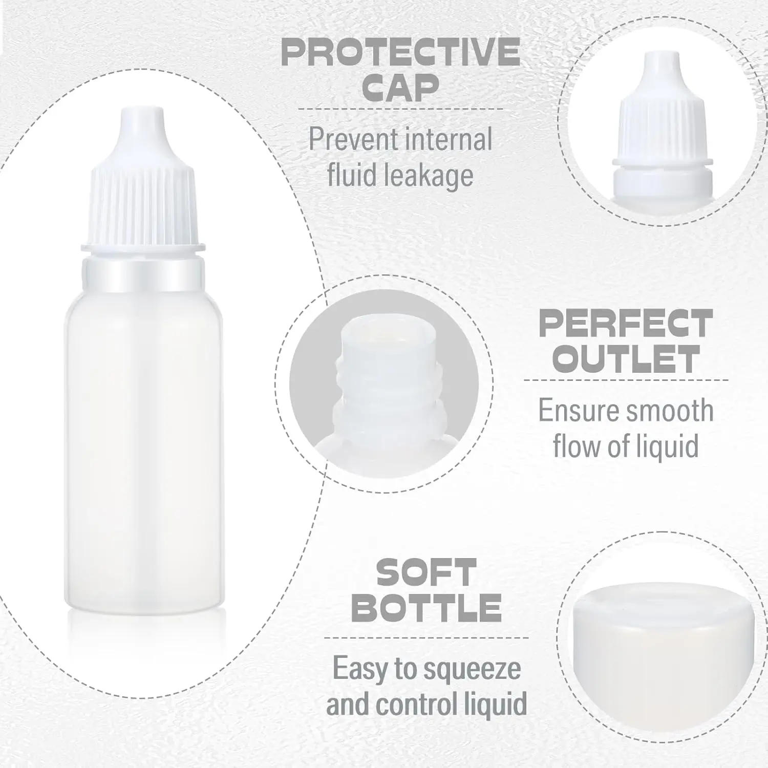 200 Stück 3ml 5ml 10ml 15ml Kunststoff-Tropfflaschen, tragbare leere quetschbare Augentropfflaschen mit Schraubverschluss, Behälter für Flüssigkeiten, Öl und Farbe – Detail 2