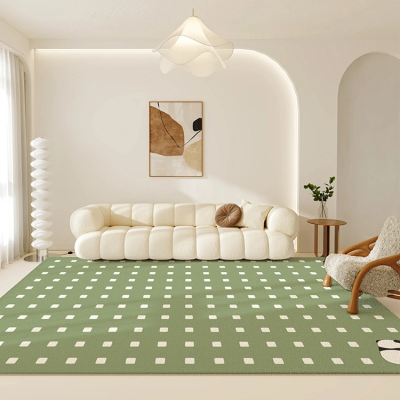 Cute Panda Living Room Carpets Minimalist Color Plaid Bedroom Carpet Cream Style Decorative Rugs Comfortable Easy Care Carpet IG