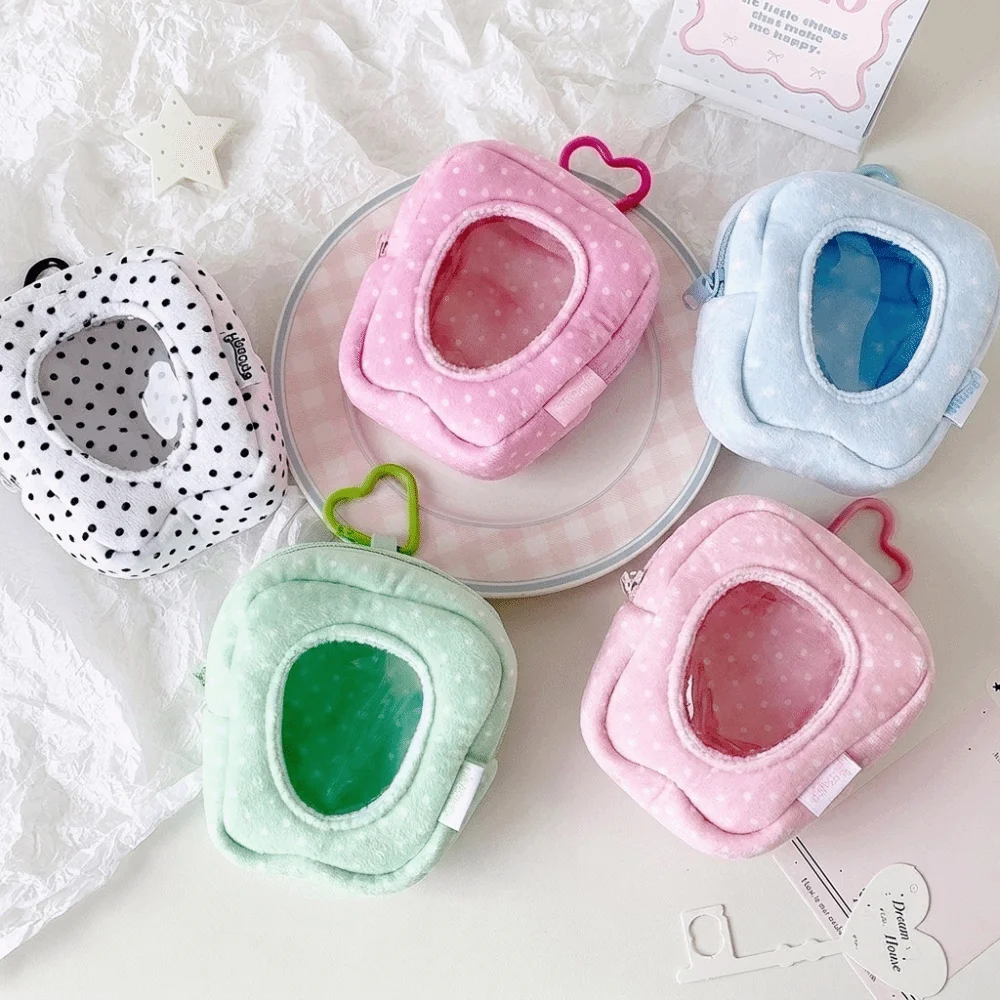 Cute Transparent Polka Dot Coin Purse PVC Y2k Protector Case Colorful Display Display Bag Backpack Pendant