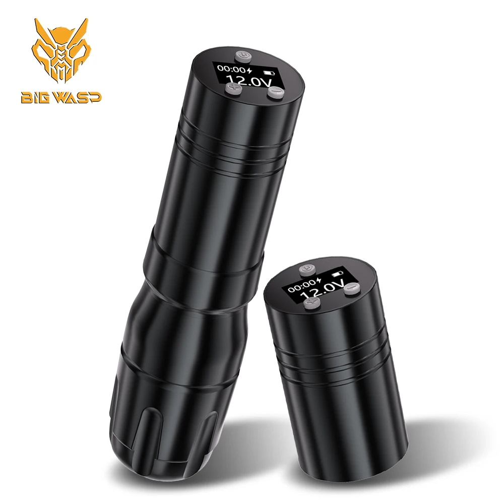 

BIGWASP Two Battery Wireless Tattoo Machine 1800mAh Large Capacity Battery Wireless LED Screen Display Rotary Tattoo Machine Pen