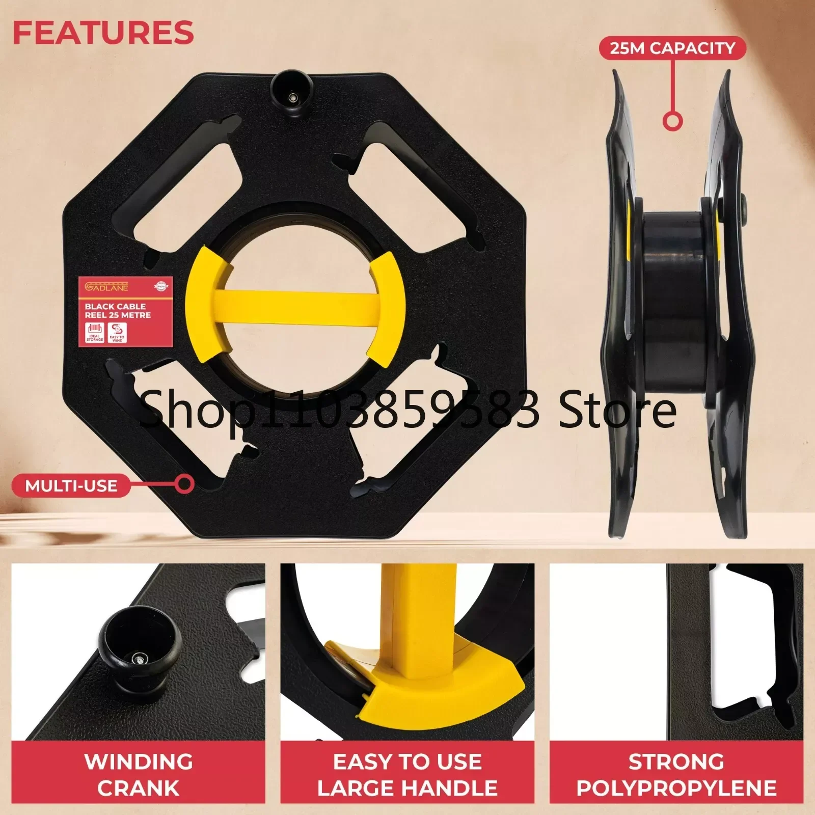 

Кабельный органайзер для автодома/каравана, 25 м, с креплением для подключения к сети, удлинитель, держатель для хранения, для кемпера, автодома, моторхоума