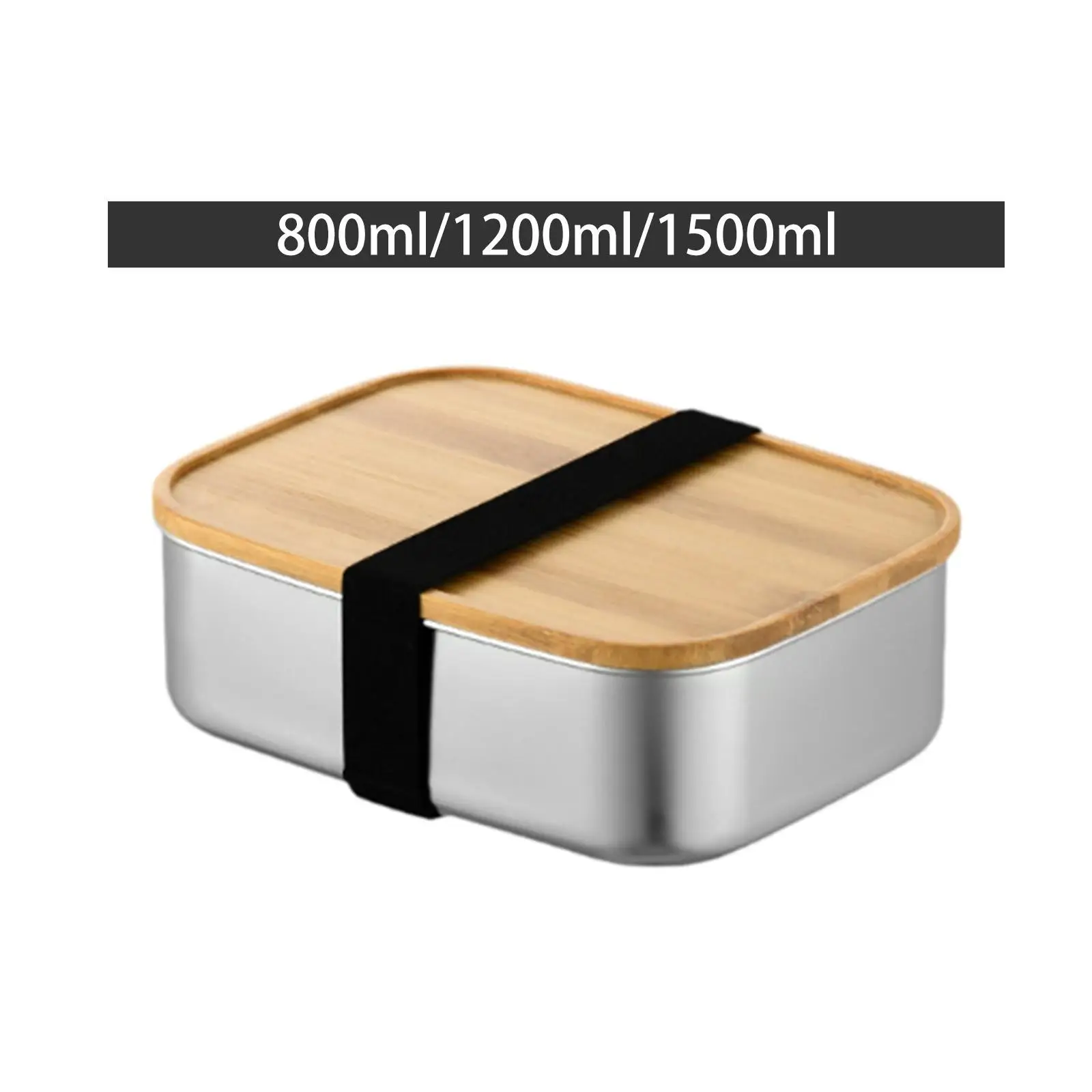 Sealed Lunch Box Food Storage Box with Wood Cover 0.8/1.2/1.5 Liters Lunchbox Preservation Box for Work Commuting Dorm Picnic