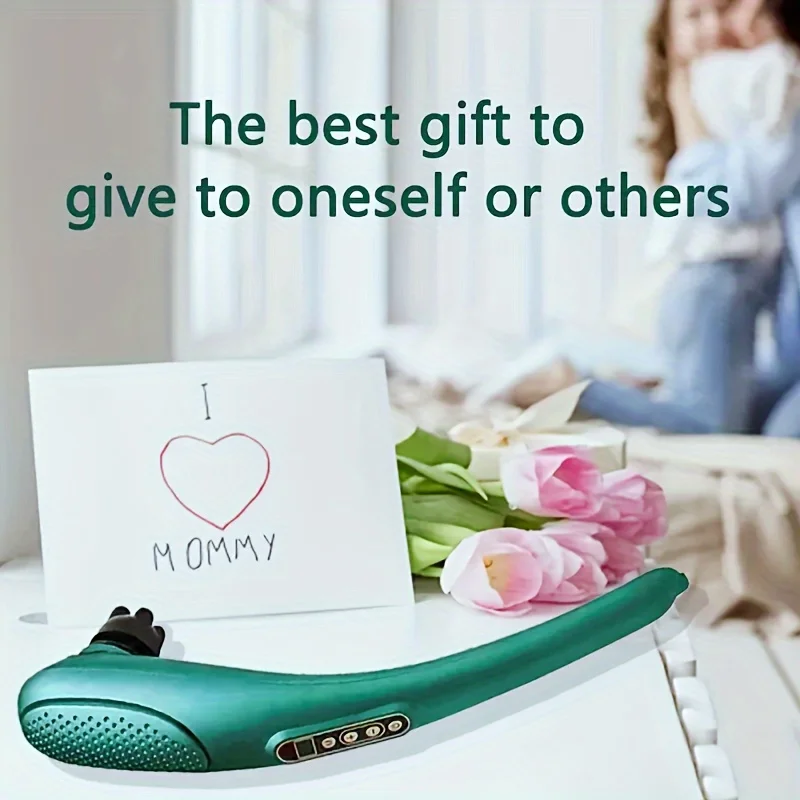 Portable dolphin massager, equipped with 6 interchangeable massage heads, 15 intensity levels and 15 modes, suitable for neck, shoulder, leg, foot, muscle, full body massager
