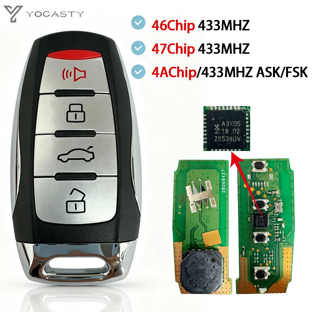YOCASTY ID46/47/4AChip 433MHZ Remote Car Key For GWM Poer Tank Haval Jolion Dargo H2 H6 H7 H9 F5 F7 H2S 4 Buttons Remote Car Key