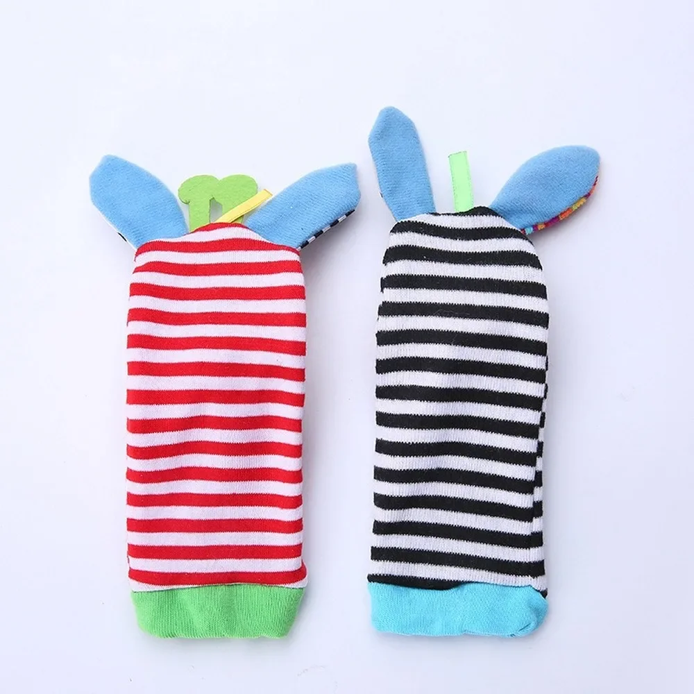 2pcs Infant Baby Kids Socks Rattle Toys Wrist Rattle and Foot Socks 0~24 Months