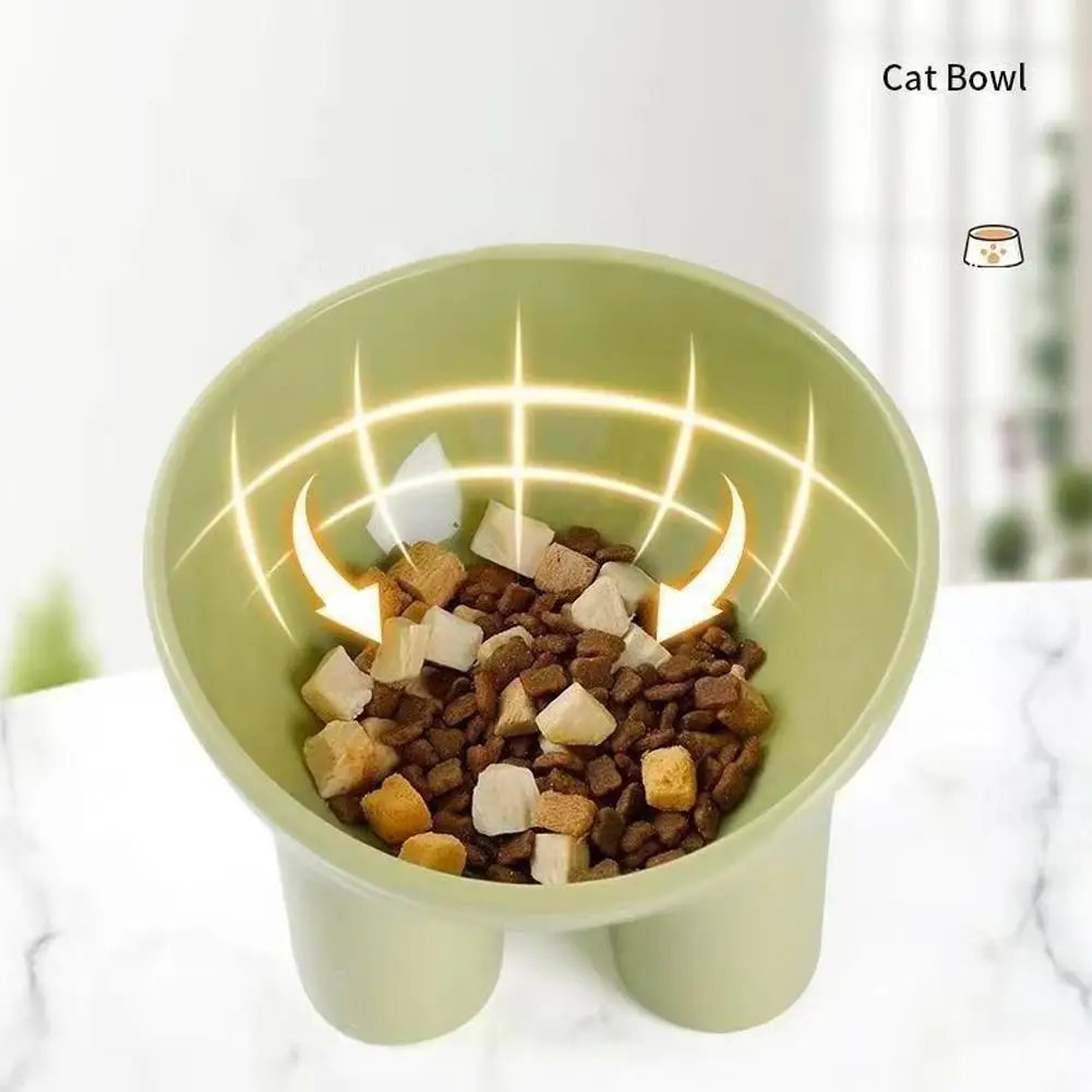 Pet Supplies Macaron Color Elephant Leg Bowl Neck Protection Oblique Mouth Cat Bowl Anti-tip Plastic Pet Bowl High-legged Cat Bo