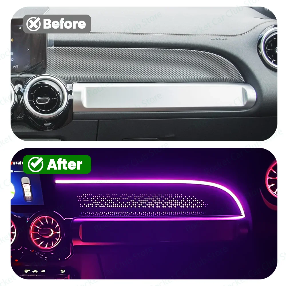 

LED 64 Colors Front Passenger Starlight Panel Ambient Light For Mercedes Benz GLB W247 X247 Car B-Class Central Control Panel