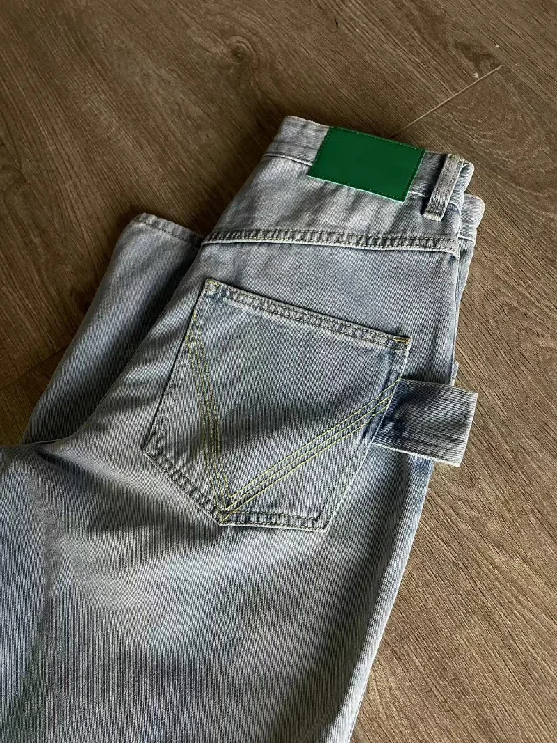 Imagem -04 - Primavera e Verão Novo Nostálgico Lavado Clássico Verde Padrão Perna Larga Tecido Macio Jeans Mulheres