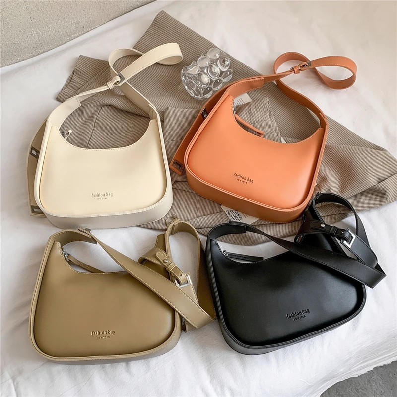 Toptrends Half Moon Underarm Shoulder Bags For Women 2023 Trend Luxury Designer Small Crossbody Bags PU Leather Ladies Handbags