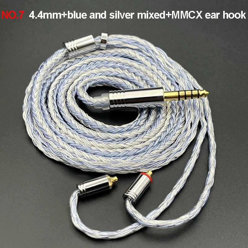 24-strand 3.5mm 4.4mm to MMCX Headphone Upgrade Cable Single Crystal Copper Silver-plated For se215 535 n3ap Universal Earphones