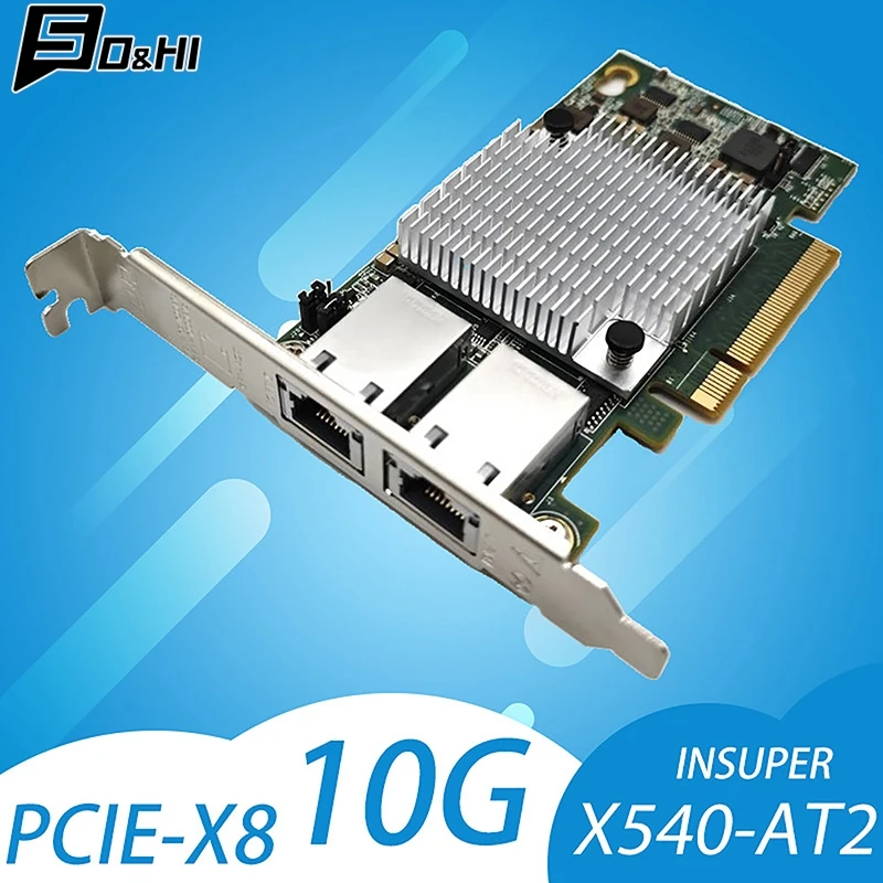 

10G Dual-port Ethernet Card 10G X540-T2 PCIE-X8 Network Expansion Adapter Dual-port Network Card Suitable For Multiple Systems