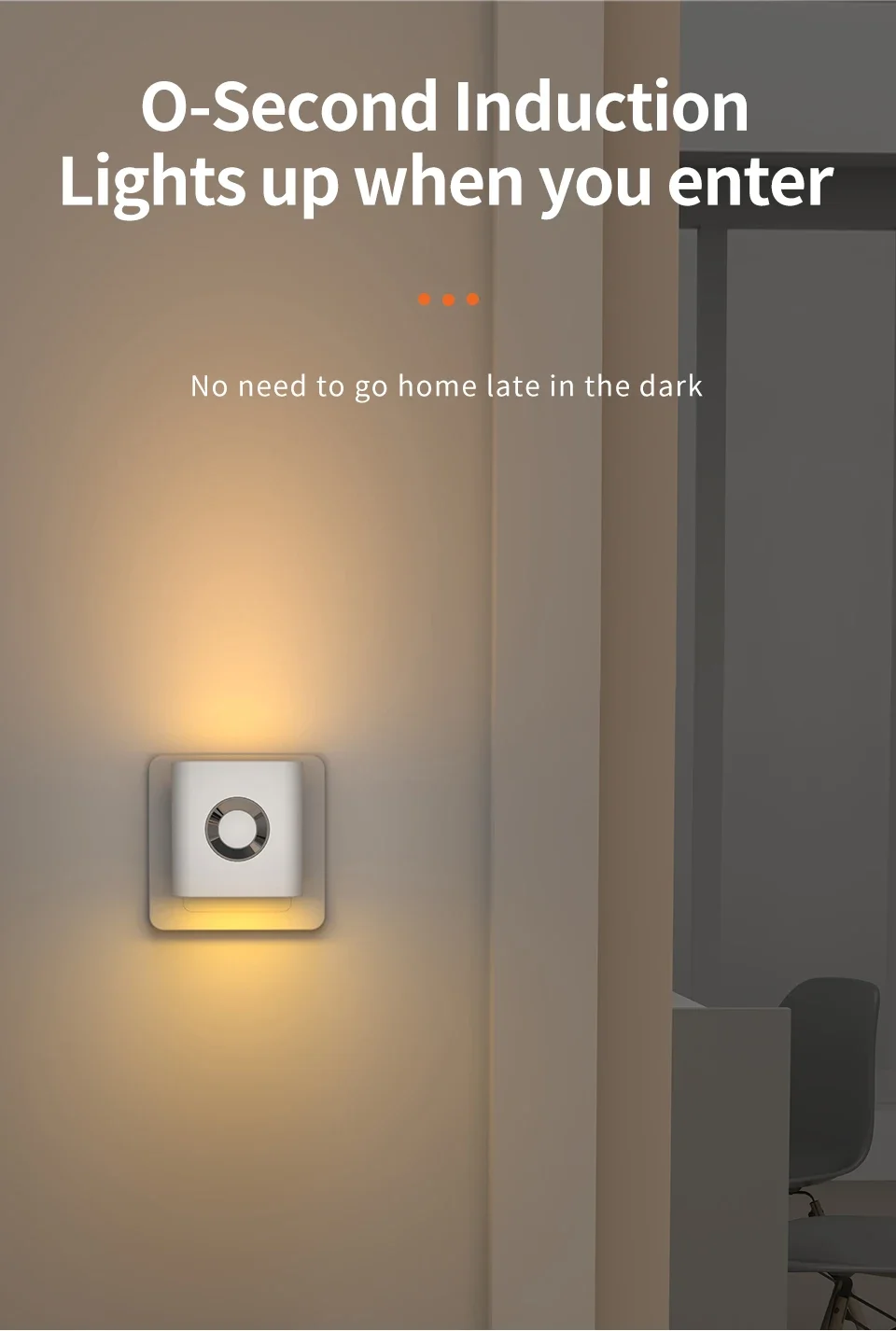 Motion Sensor LED Night Light 220VAC EU Plug Wall Lamp Warm White Ambient Lights for Bedroom Bathroom Hallway Staircase Corridor