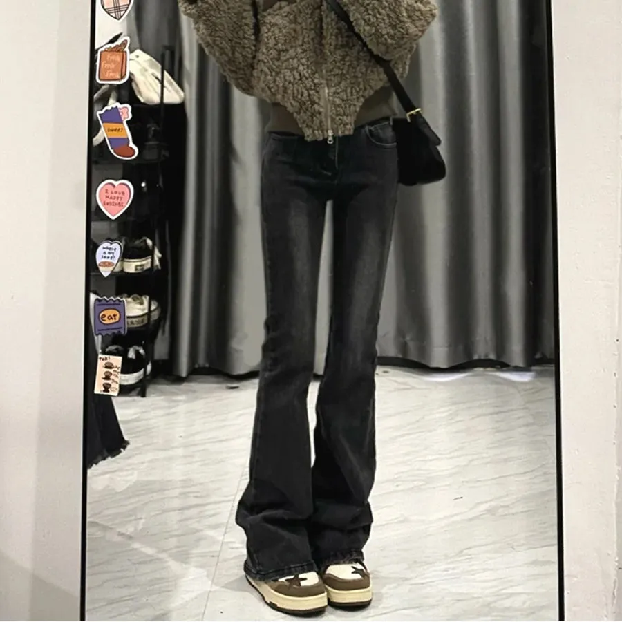 Hoge taille Bell Bot Jeans Dames Elastisch Afslanken Dra Vloerlengte Micro Flared Denim Broek Lente 2026 ey Bla