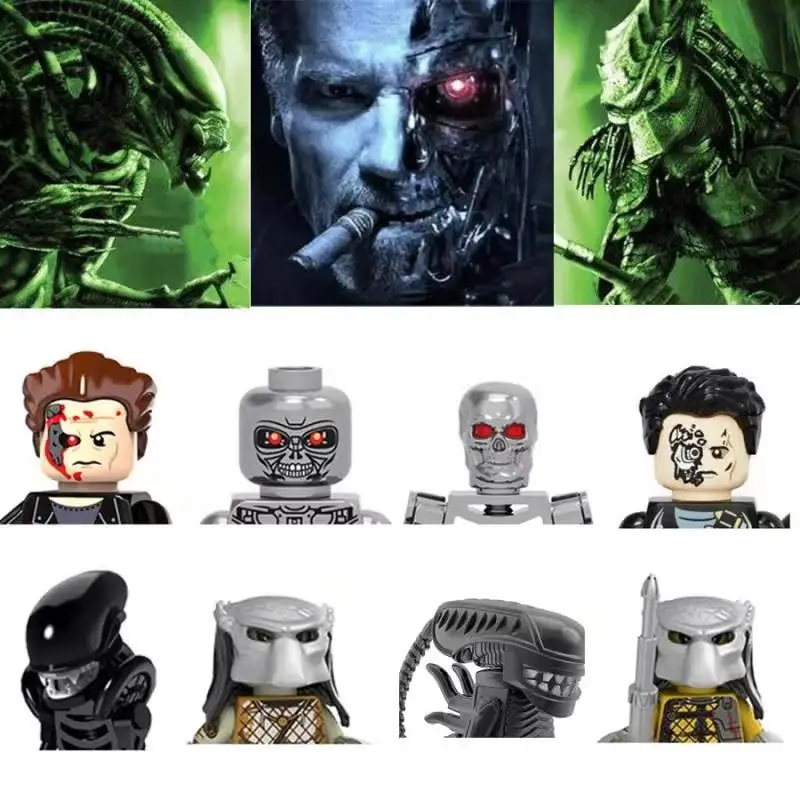 Movie the Skull Terminator T800 Robot Aliens Predators Block Mini Action Figure Toy Gift Creative