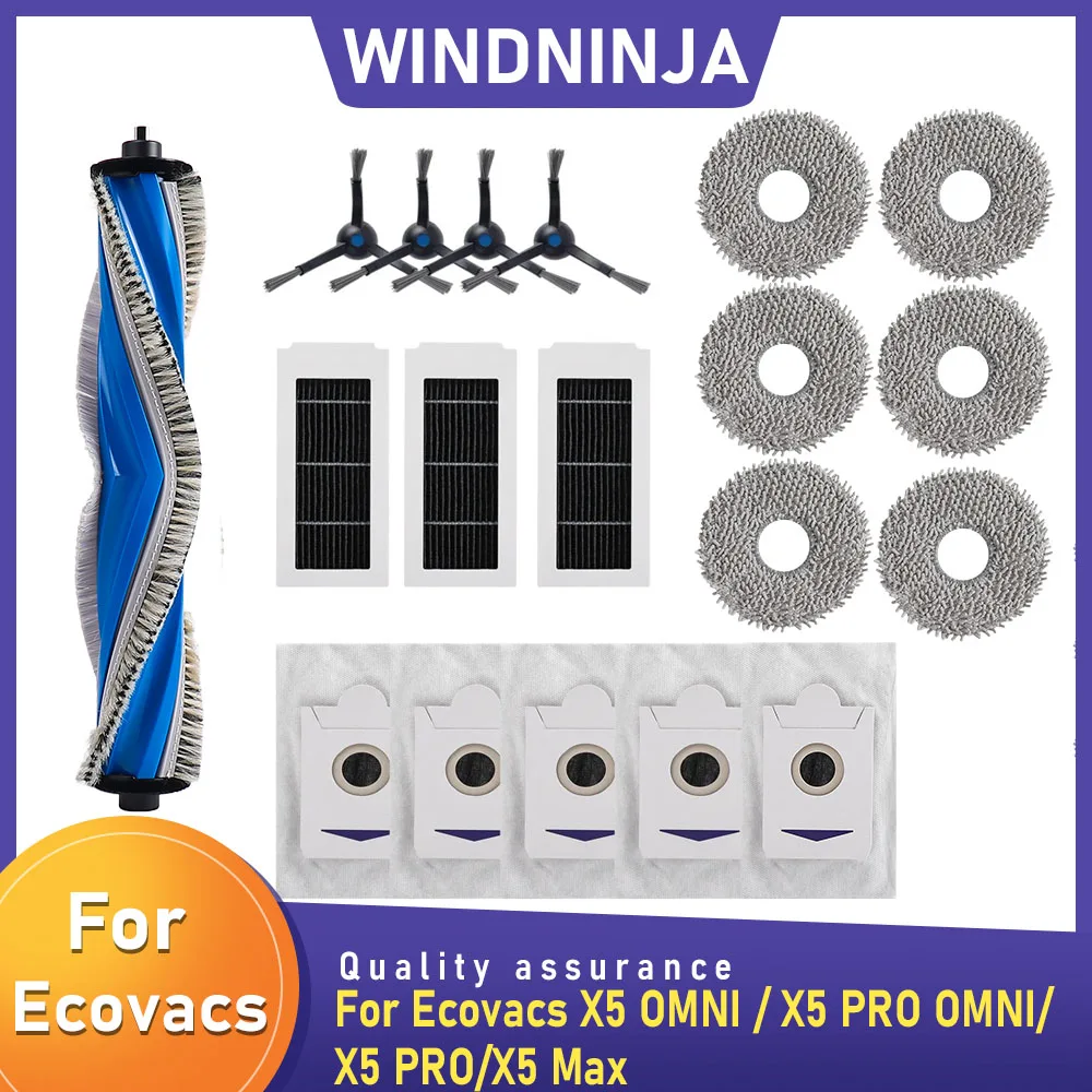 Spazzola a rullo Spazzola laterale Filtro Hepa Sacchetti per la polvere Parti per Ecovacs Debot X5 OMNI / X5 PRO OMNI / X5 PRO/X5 Max Aspirapolvere