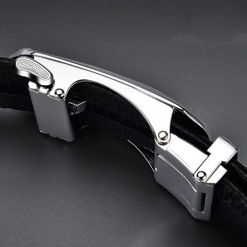 Men Plus Large Long Size 130 140 150 160 170 cm Leather Belt Metal Alloy Automatic Buckle Brand Luxury Design Waist Belts Straps