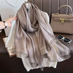 New Fashion Lurex Glitter Shimmer Wool Wraps Long Silk Shawl Scarf Spain Luxury Head Beach Stoles Foulard Hijab Echarpe Bufandas