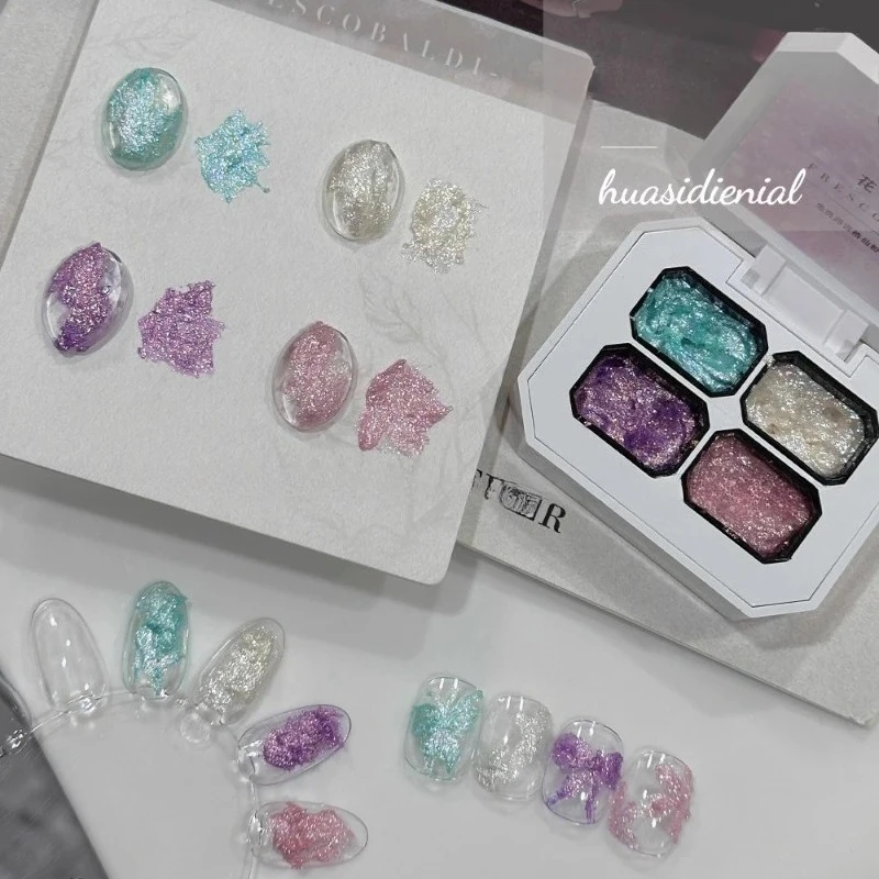 أوبال مسحوق مسمار الفن هلام 4 ألوان كريم الملمس لا مسح ثلاثية الأبعاد النحت الصلبة التصميم ل صالون تمديد الأظافر برو مجموعة أدوات مانيكير