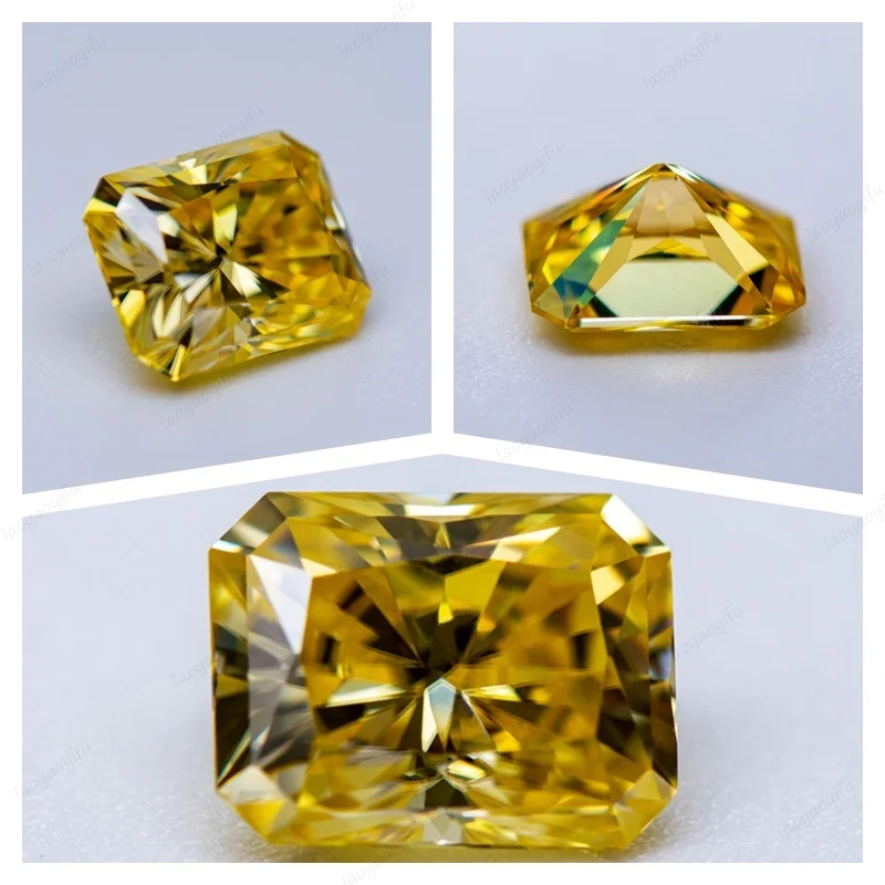 Moissanite Stone Radiant Shape Multiple Color Lab Grown Gemstone for Charms Jewelry Making Pass Diamond Tester with Certificate