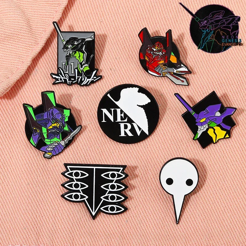 NEON GENESIS EVANGELION Eva Brooches Badges Anime Enamel Pins Lapel Badges Cartoon Backpack Bag Hat Leather Jackets Jewelry Gift