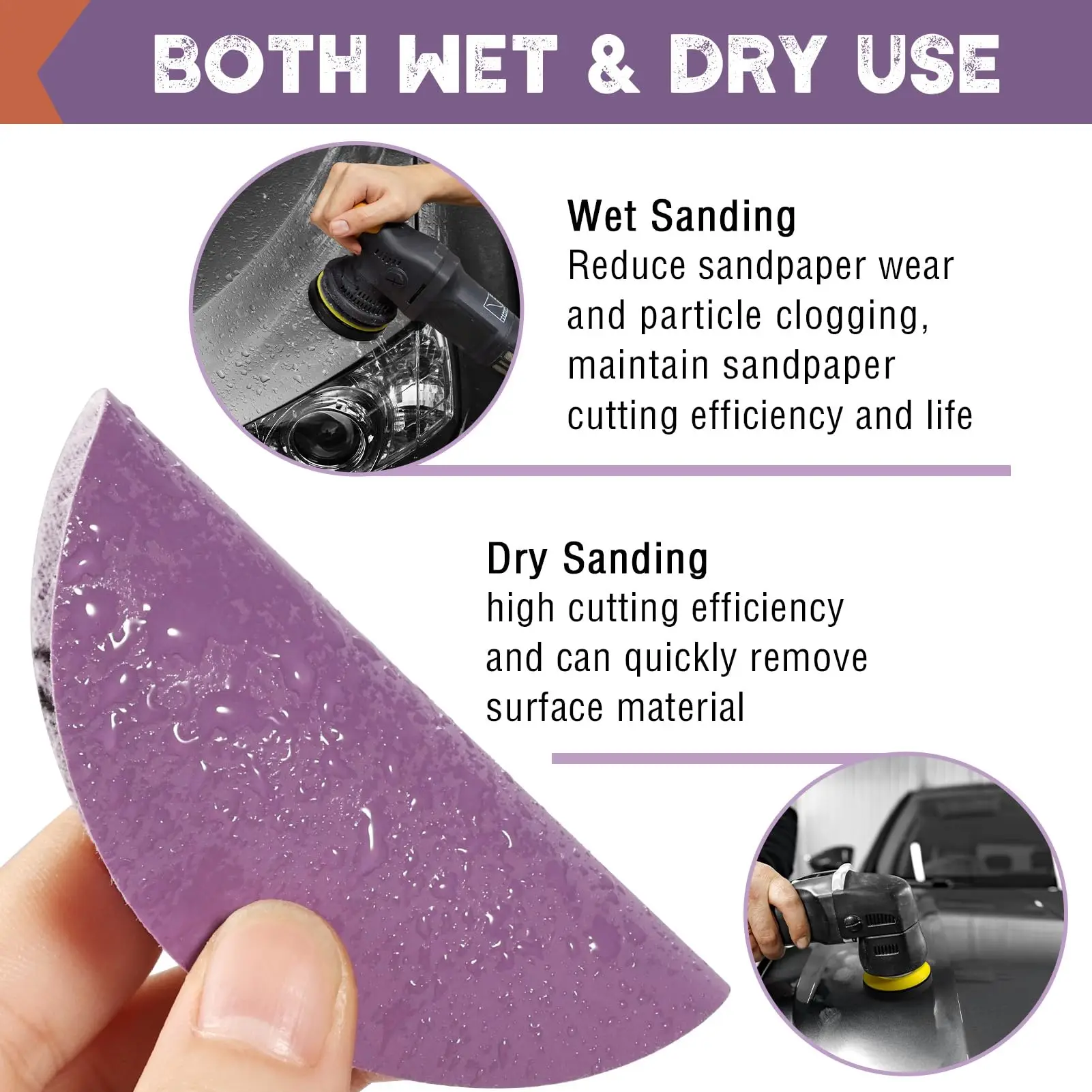 72 قطعة مجموعة ورق الصنفرة الرطب والجاف الأرجواني 3 بوصة 72 قطعة حصى متنوعة 320-2000 أكسيد الألومنيوم للخشب المعدني الرطب الجاف البولندية والدوارة #6