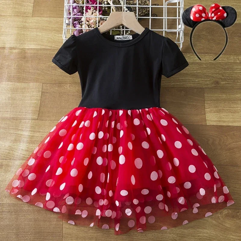 Cute Baby Girl Dress for 9M-4Yrs Children Summer Clothes Kids Minni Mouse Polka Dot Dress Girls Birthday Party Christmas cos