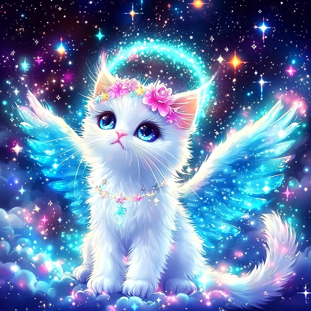 EverShine Diamant Malerei Katze Kätzchen DIY Voll Platz Runde Bohrer Mosaik Flügel Stickerei Tier Handwerk Für Erwachsene Wohnkultur
