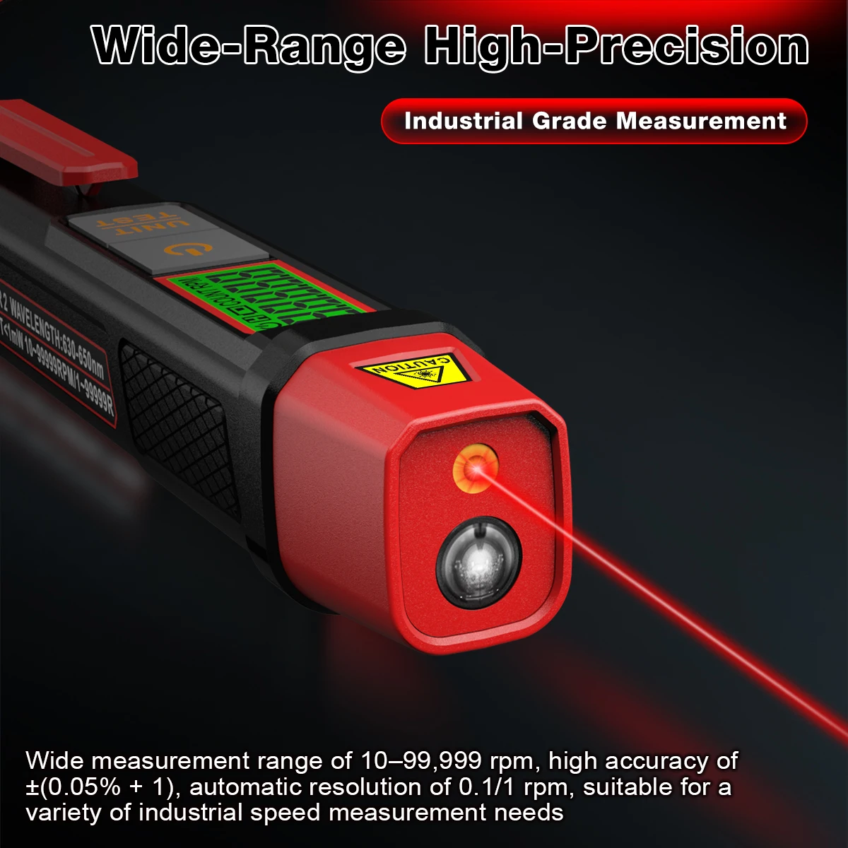 HT673 Stiftförmiger Laser-Tachometer Berührungsloser Drehzahlmesser 10-99999 U/min Dualer RPM- und Zählermodus 0,1 U/min Auflösung Digitaler Geschwindigkeitsmesser – Detail 11