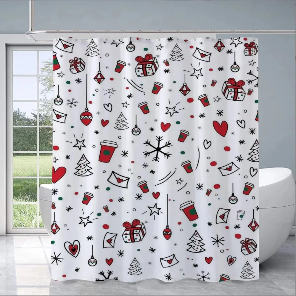 Christmas Curtains for Bedrooms Waterproof Shower Curtain Bathroom Accessories Bath the Home Fabric Shade Opaque Products Garden