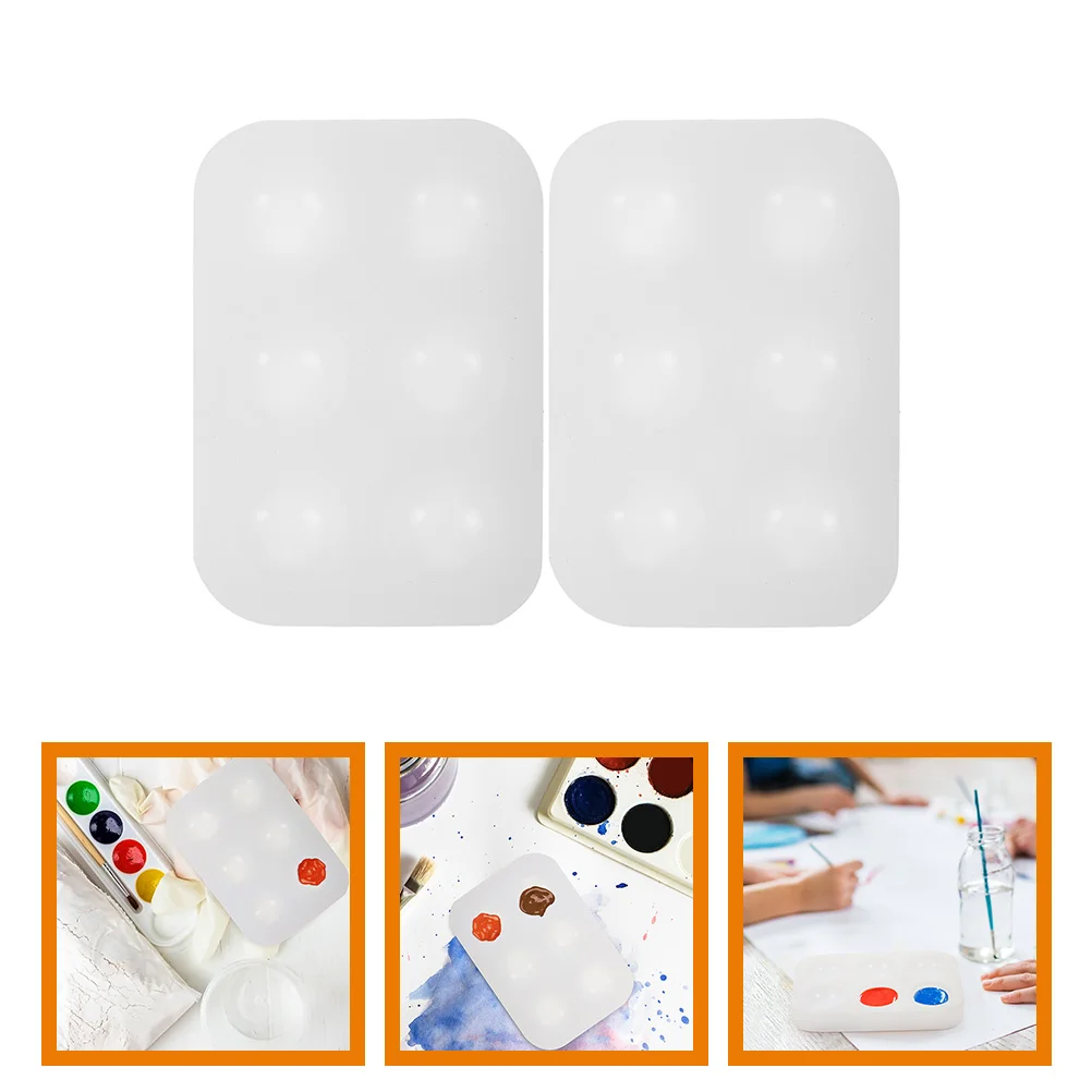 

2 Pcs Six Hole Silicone Palette Easy to Clean Acrylic Watercolor Paint Oil Paints Palettes Mixing Tray Painting