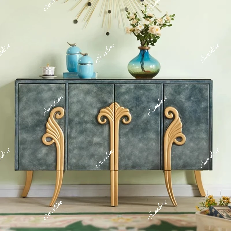 

Modern light luxury dining side cabinet American neoclassical solid wood partition decorative cabinet