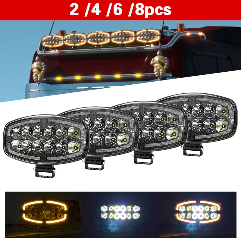 

9 INCH Off Road LED Driving Truck Work Spotlight Headlight White Flash Turn Signal Light Yellow For Truck 4X4 4WD Car Accessorie