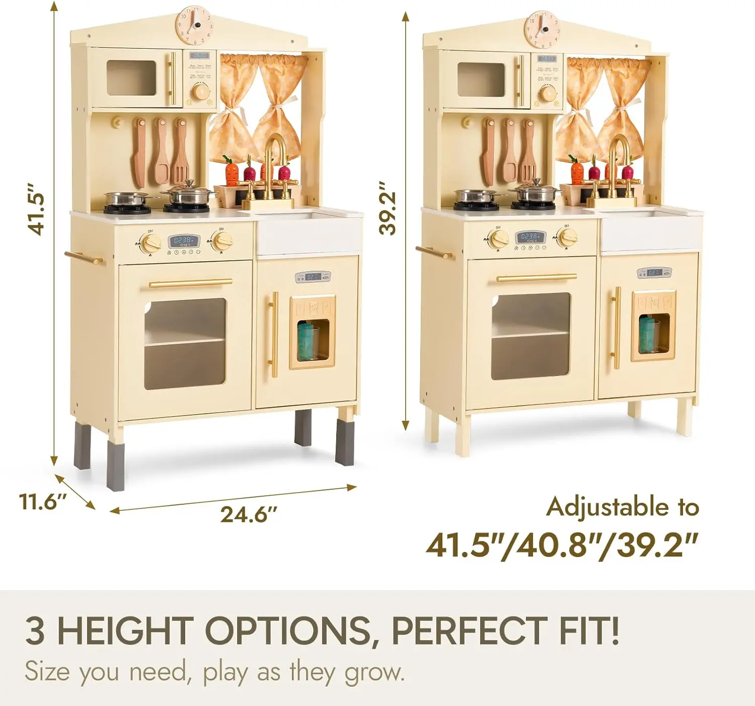 Ensemble de jeu en bois pour tout-petit, cuisine, micro-ondes, machine à glaçons, four, ustensiles de cuisine, accessoires, jeu de simulation, évier