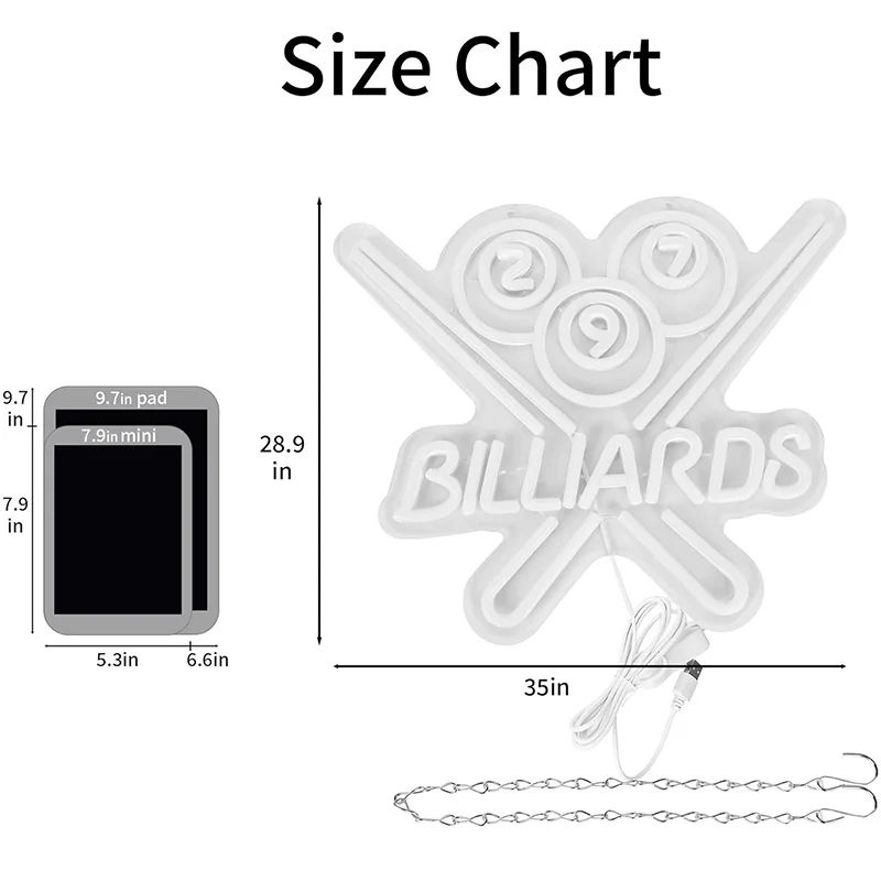 Billiards Neon Sign for Wall Decor Bright Led Neon Light for Business Sign Billiards Led Lights for Billiards Lover Neon Signs