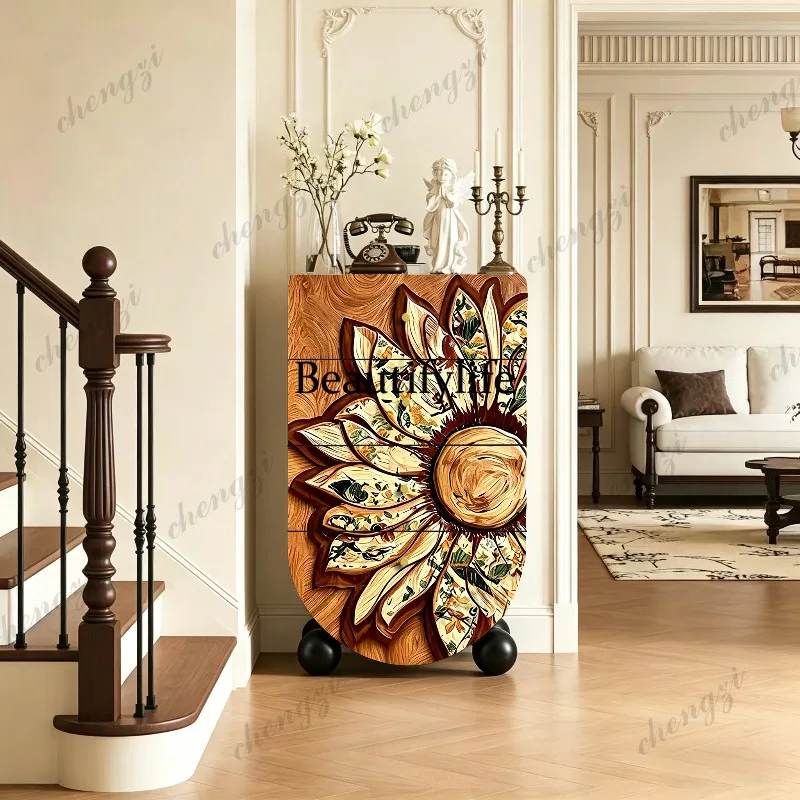 French four-chest cabinet solid wood floor-to-ceiling multi-layer jewelry cabinet bedroom furniture wall decorative cabinet