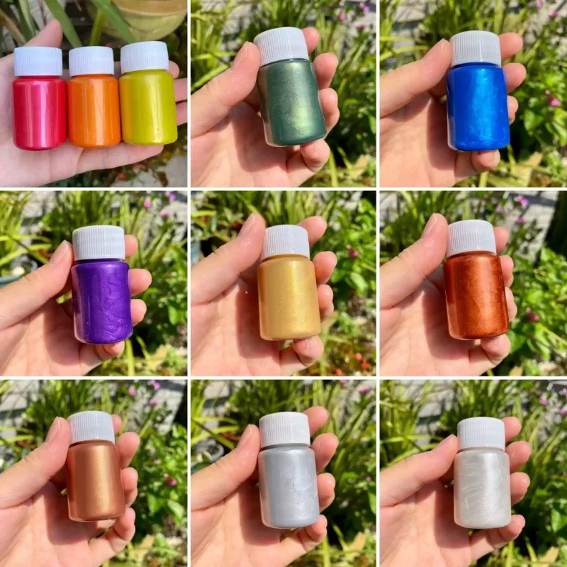 20ml/ Bottle Metallic Pearlescent Acrylic Paint Hand-painted Waterproof DIY Plaster Doll Coloring Model Graffiti Craft Paint